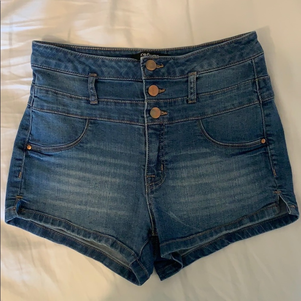 Refuge High Waisted Medium Wash Denim Shorts